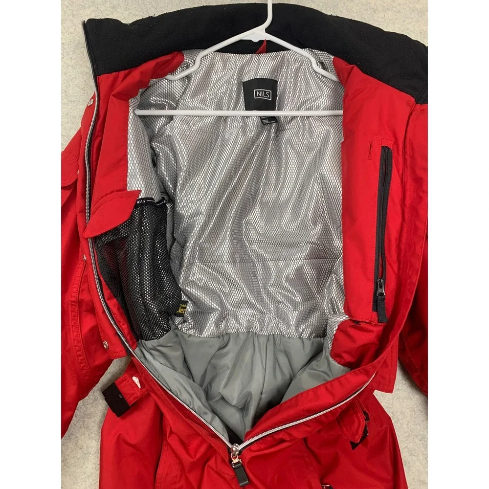 Nils Ski Suit Womens 8 Red One Piece Hooded Thermore Insulated Snow Suit